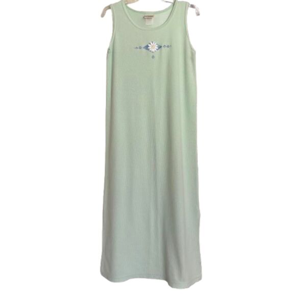Artisans Sunschein Designs Green Embroidery Daisy Beach Pool Lounge Robe Sz M BD - Picture 1 of 7
